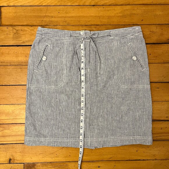Dalia Blue & White Striped Linen Blend Mini Skirt, Size 6 - Picture 11 of 12